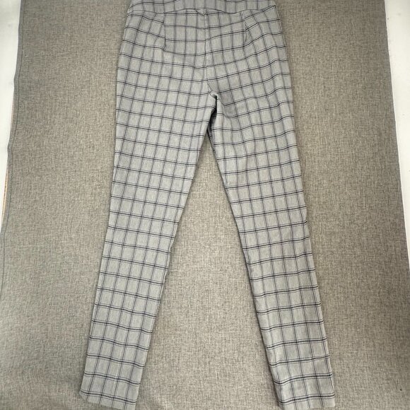 Maurices Plaid Pullover Pants Elastic Waist Gray Black 5 Reg Dressy Work Preppy - Picture 9 of 11